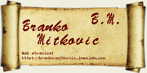 Branko Mitković vizit kartica